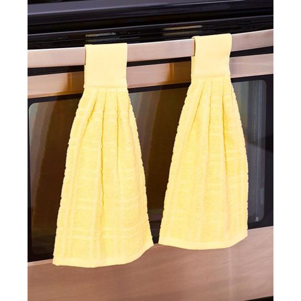 Sets of 2 Pastel Hanging Kitchen TowelsYellow
