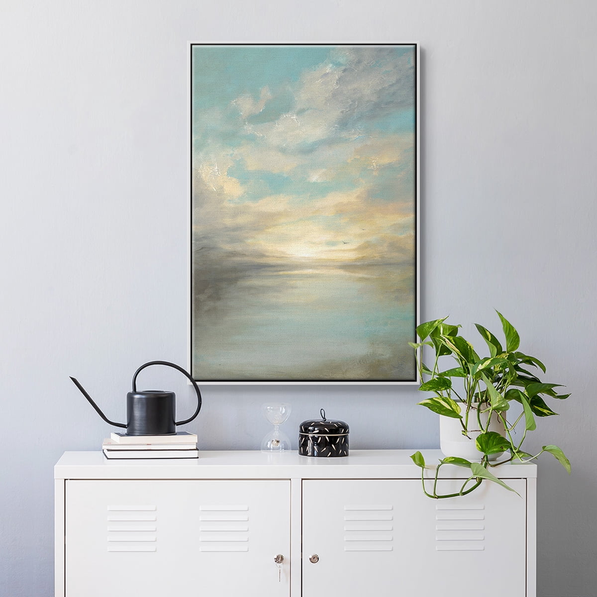 Morning Glory Framed Premium Gallery Wrapped Canvas - Ready to Hang - 27 x 41 - White Floating Frame