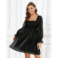 thumbnail image 2 of Women's Long Sleeve Casual Solid Dresses Babydoll Mesh Midi Dress, 2 of 5
