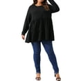 thumbnail image 2 of Agnes Orinda Women's Plus Size Babydoll Tops Long Sleeve Crew Neck Casual Loose Peplum Blouses Tunics 4X Black, 2 of 6