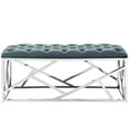 thumbnail image 4 of Modern Contemporary Urban Design Living Room Lounge Club Lobby Accent Chair Bench, Velvet Fabric Metal Steel, Blue, 4 of 5