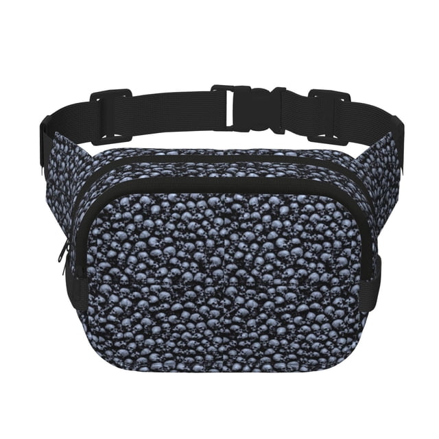 Fotbe Gothic Skull Cangurera Cuadrada con Estampado de Doble Capa, Bolsa de Cintura Ajustable Mini para Hombres y Mujeres