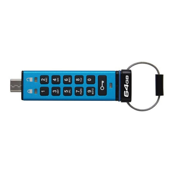 Kingston Ironkey Keypad 200 USB-C 64GB Encrypted Flash Drive | OS Independent | FIPS 140-3 Level 3 | XTS-AES 256-bit | BadUSB and Brute Force Protection | Multi-Pin Option | IKKP200C/64GB