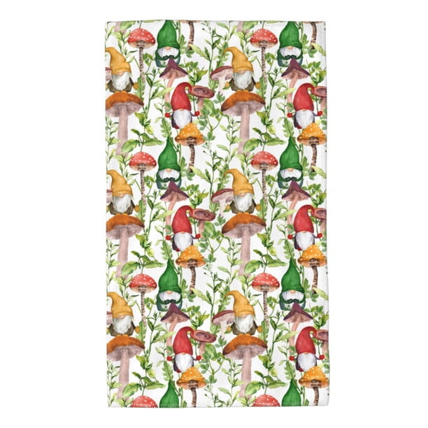 Balery Mushrooms Gnomes Toalla de Microfibra Premium con Estampado – 27.5x16 pulgadas, Alta Absorción, Suave y Aterciopelada, Secado Rápido