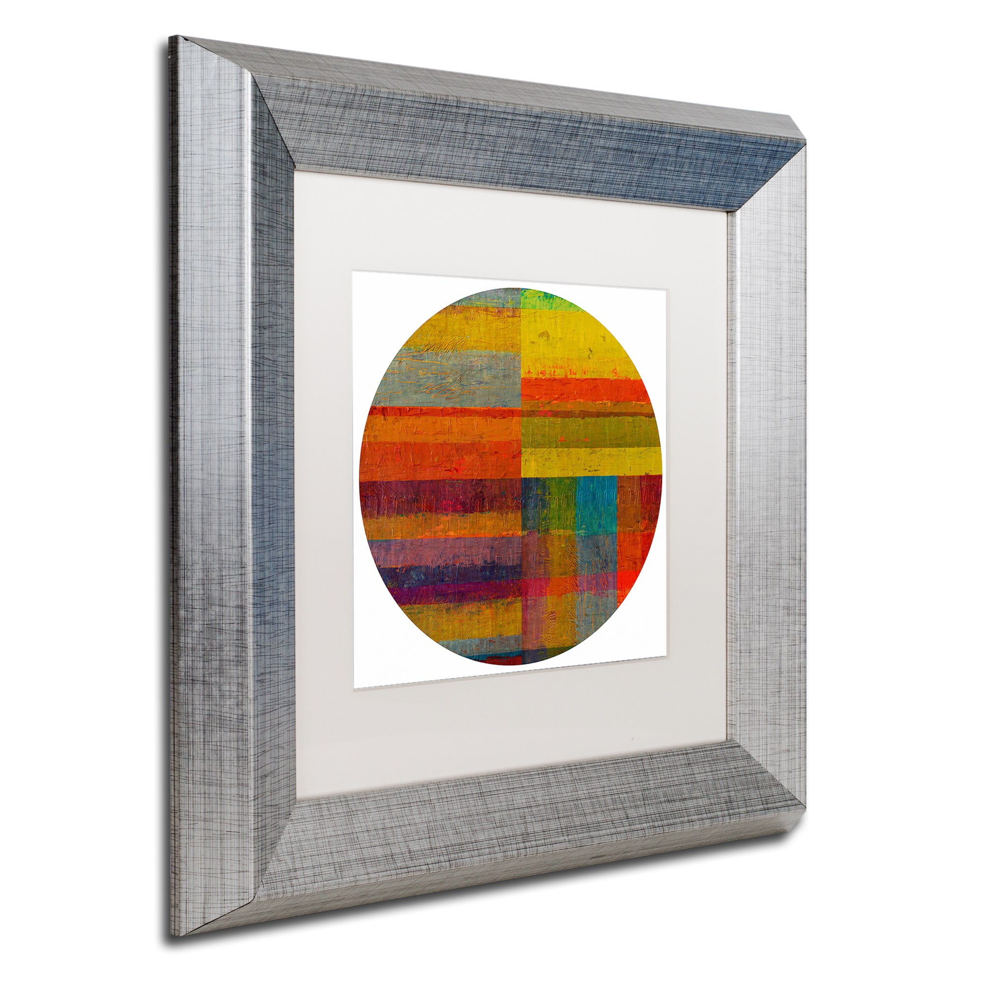 Trademark Fine Art "Round 4.0" Canvas Art by Michelle Calkins, White Matte, Silver Frame