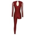 thumbnail image 5 of Linjinx Women Gymnastics Leotard Unitard Full Length One Piece Rhinestone Figure Ice Skating Jumpsuit Burgundy XL, 5 of 7