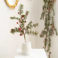 thumbnail image 4 of Guirnalda de luces LED con flores de Pascua artificiales, ramas de pino, guirnalda navideña para hacer tú mismo, decoraciones navideñas para el hogar, 4 of 5