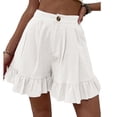 thumbnail image 1 of Mujer Pantalones cortos de verano Cierre de botones Volantes Dobladillo Piernas anchas Casual Pantalones cortos para uso diario, 1 of 6