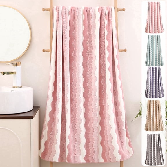 Striped bath towel – coral fleece towel | quick-dry, ultra-absorbent, lint-free, colorfast material | gradient style | polyester | 29.53x13.78in