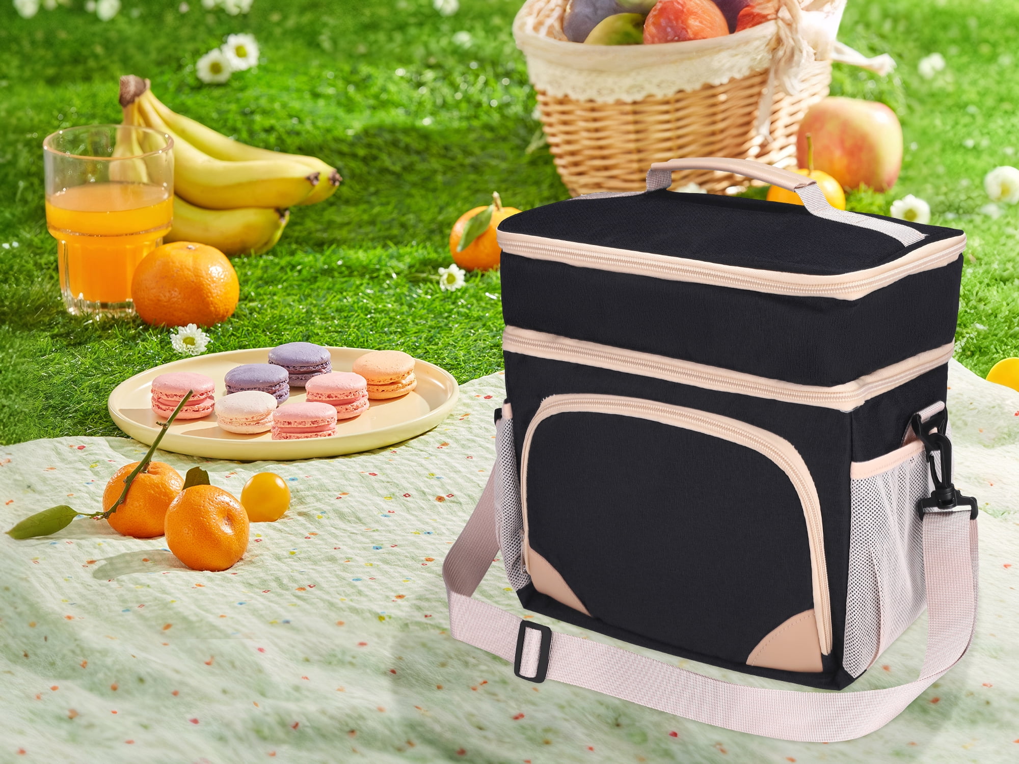 Unique Bargains Reusable Lunch Bag Insulated Lunch Bag Leakproof Lunch Box Black