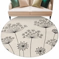 thumbnail image 6 of Farmhouse Dandelion Round Rug 6ft Washable Circle Kitchen Rugs Non Slip Spring Modern Minimalist Country Flower Large Area Rug Indoor Floor Carpet for Bedroom Living Room Home Office Dining Room, 6 of 8