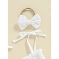 thumbnail image 6 of Bslissey Baby Girls Birthday Romper Dress Tie Spaghetti Strap Letter Embroidery Tulle Hem Jumpsuit Infant Cute Summer Sleeveless A-line Dress with Headband 6M 12M 18M, 6 of 8