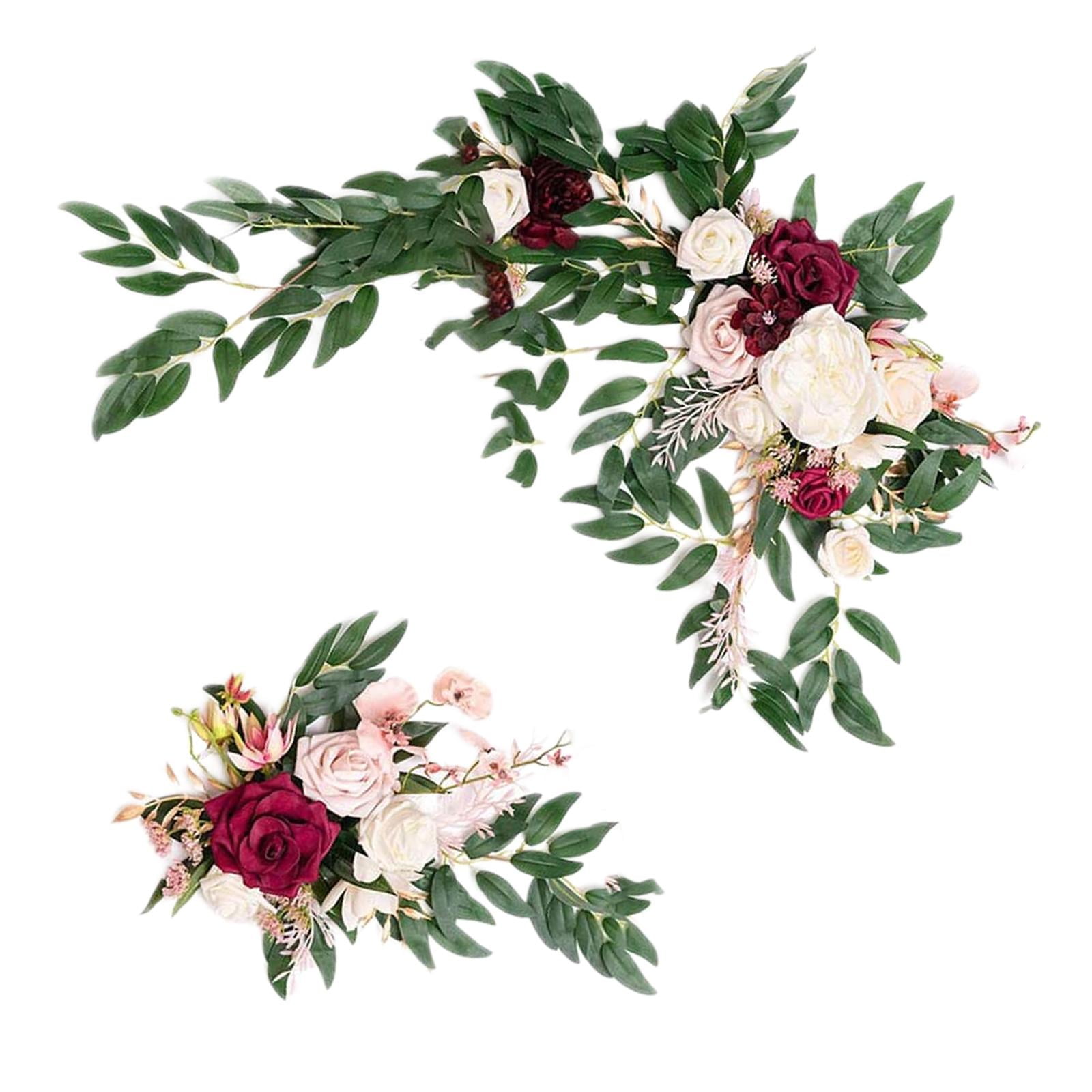 Farmhouse Fake Rose Flower Swag Decorative Centerpiece Garland Hanging