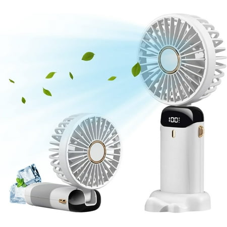 

Aoleytech Handheld Fan Portable Personal Fan 5000mAh Rechargeable 5 Speeds with LED Display 90° Adjustable Mini Desk Fan with 8-14h Working Time Dark (white)