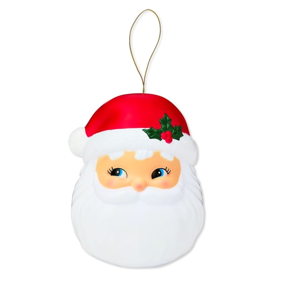 Light-Up Santa Head Hanging Christmas Decoration, Red and White, 10", by Holiday Time