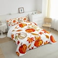thumbnail image 3 of Manfei Orange Pumpkin Queen Comforter Set,Autumn Fall Leaves Bedding Sets,Halloween Fruit Bedding Comforter Set,Microfiber Bedroom Decor Reversible,3pcs, 3 of 8