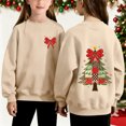 thumbnail image 1 of Sudadera sin capucha para niños, con estampado navideño, cuello redondo, manga larga, forro polar, para niños de talla mediana a grande, blusa de poliéster para niños., 1 of 7