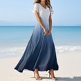 thumbnail image 2 of vigerkar Summer Dress for Women 2025 Elegant Swing Flowy Ruffle V Neck Boho Sun Dresses Trendy Casual Vacation Long Sundresses Navy, L, 2 of 7