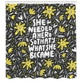 thumbnail image 3 of Saying Shower Curtain, Feminism Themed Graphic with Lettering and Flowers, Fabric Bathroom Set with Hooks, 69W X 70L Inches, Charcoal Grey Pastel Yellow White, by Ambesonne, 3 of 3