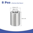 thumbnail image 2 of 8 Pcs Entretoises en Acier Inoxydable 304 1/2 Pouces OD x 1/4 Pouces ID x 5/8 Pouces Longueur(12x6x16mm) Vis Support de Bague Finition Simple Non Filetée Entretoises Rondes en Métal pour Vis M3 Boulons et Tringles, Argent, 2 of 6