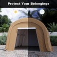 thumbnail image 6 of FOROUTIA 10x20x9ft Heavy-Duty Round Roof Carport, Khaki PE Fabric Portable Garage Shelter, All-Weather Storage Tent for Car/Truck/Boat/Lawn Equipment, Outdoor Canopy with Ratchet Tension System, 6 of 7