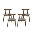 thumbnail image 2 of Noble House Currant Fabric Upholstered Dining Chairs, Set of 4, Walnut and Light Gray, 2 of 9