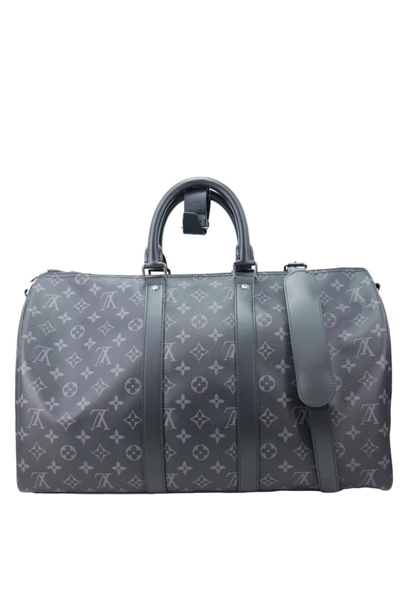 Pre-Owned Louis Vuitton Keepall 45 Bandouliere Monogram Eclipse Travel Bag Black