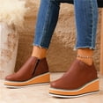 thumbnail image 5 of Heisall Womens Boots Winter Solid Color Round Toe Wedge Heel Ankle Boots Casual Fashion, 5 of 8