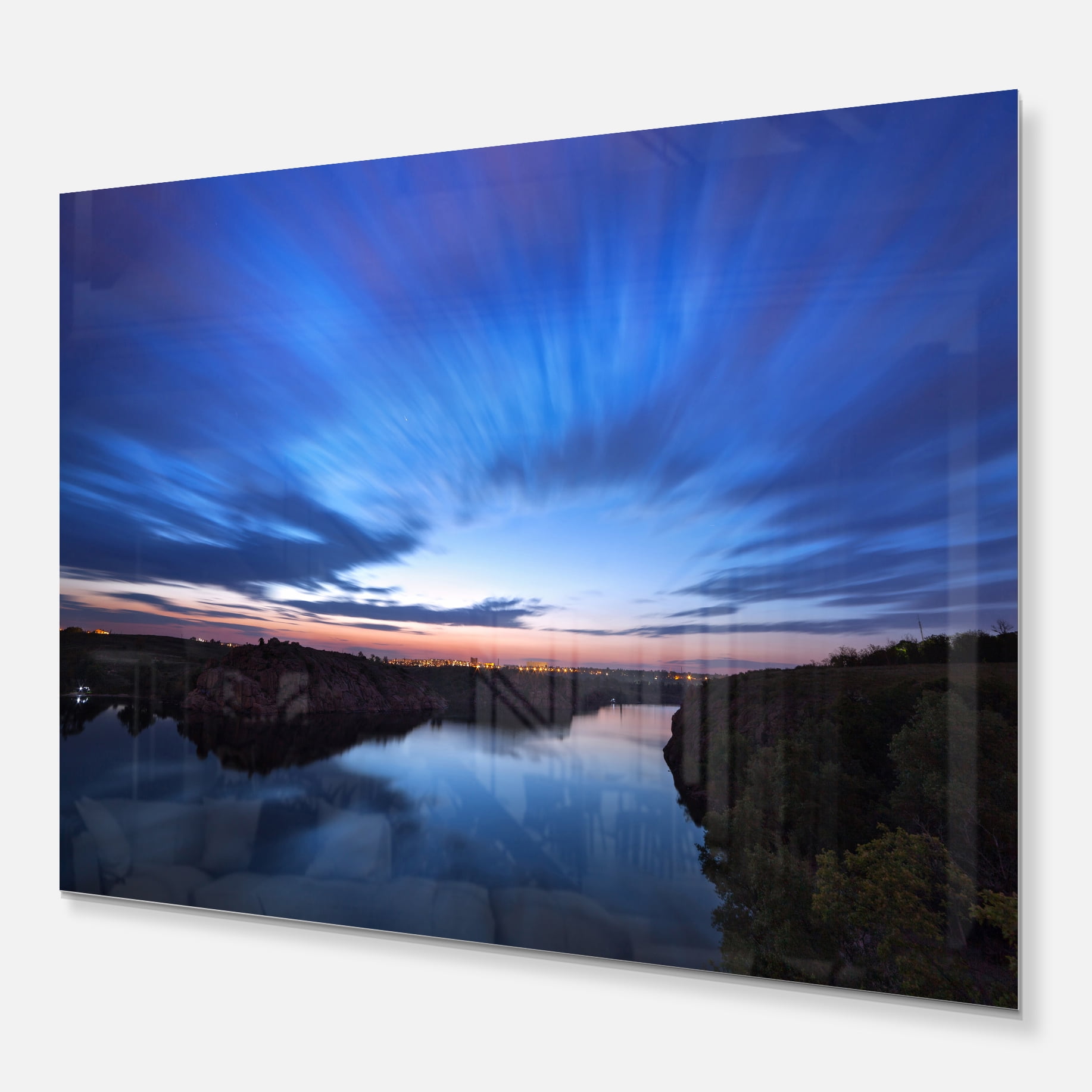 Designart 'Blue Night Sky with River' Metal Wall Art