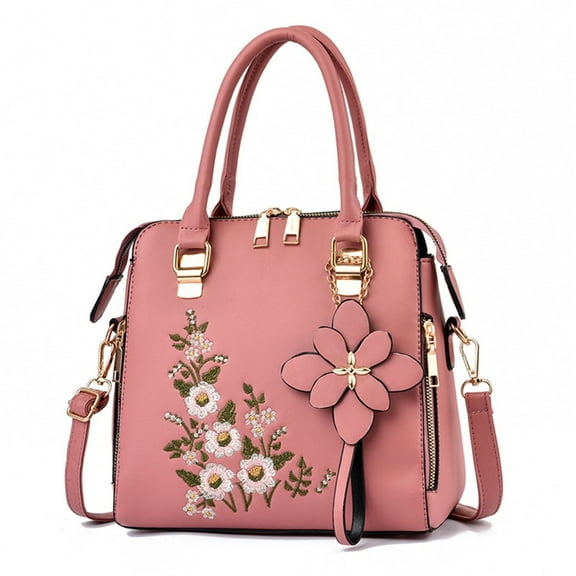 FENOHREFE Elegant Embroidery Crafted Handbag PU Leather Crossbody Bag Shoulder Purse Suitable for Fashion Women