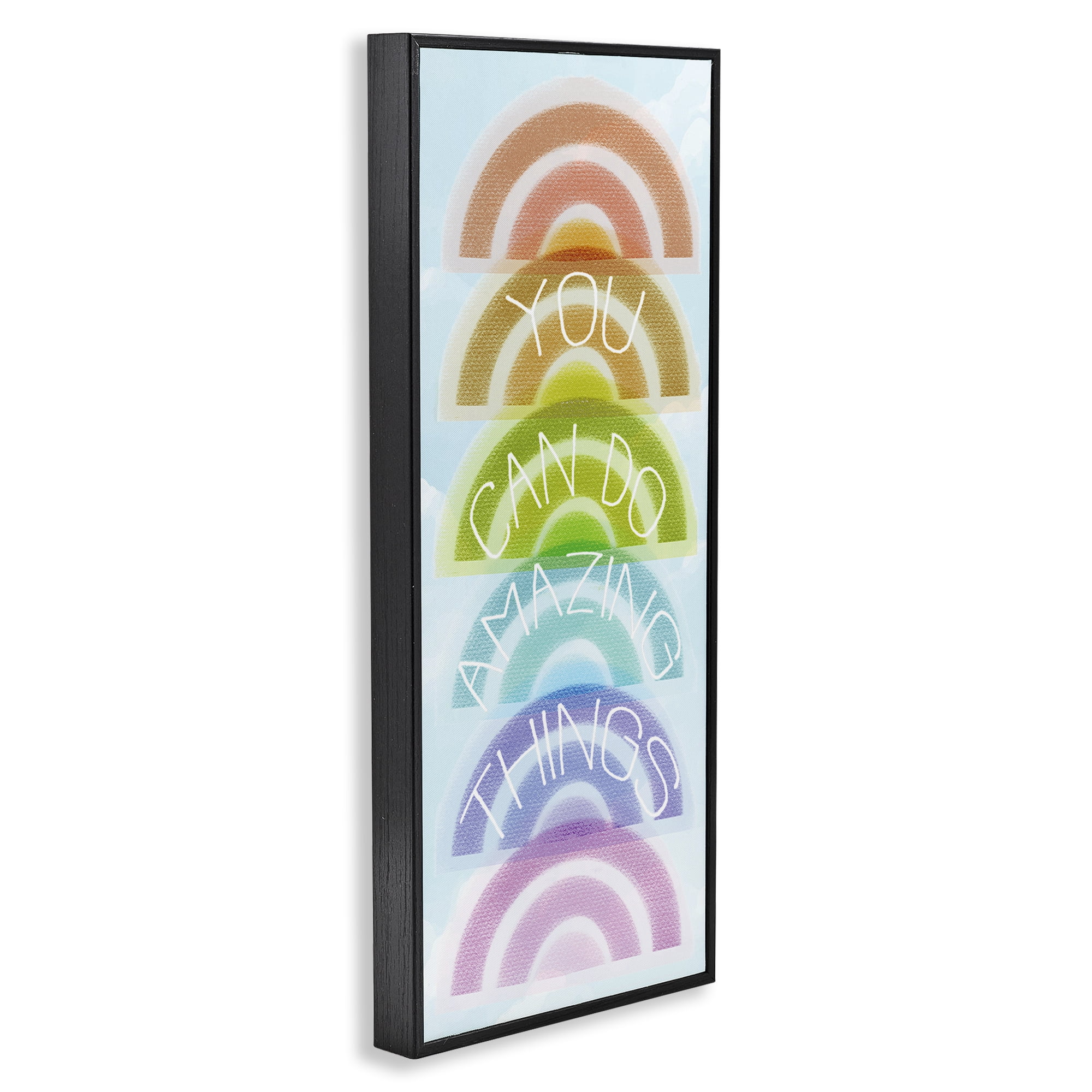 Stupell Industries Amazing Things Rainbow Encouragement Black Framed Giclee Art, design by Lil' Rue