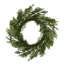 32 in. Mixed Green Lush Boxwood Artificial Wreath - Unlit