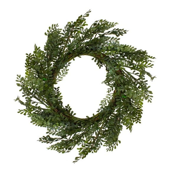 32 in. Mixed Green Lush Boxwood Artificial Wreath - Unlit