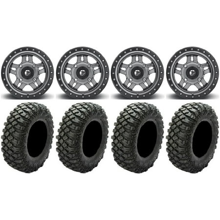 Fuel Anza Gunmetal 14 Wheels 30 Crawler XR Tires Kawasaki Mule Pro FXT Fuel Anza Gunmetal 14 Wheels 30 Crawler XR Tires Kawasaki Mule Pro FXT