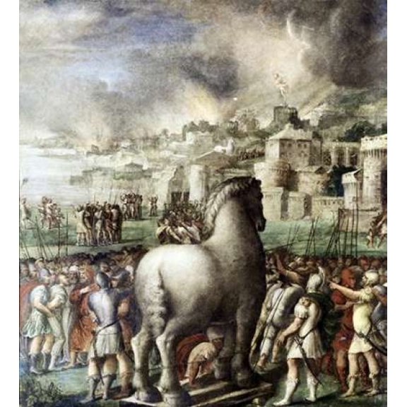 Trojan Horse Canvas Art - Niccolo Abbate (24 x 24)
