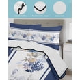 thumbnail image 4 of Coastal Navy Full Size Down Alternative Comforter, Lightweight Comforter Quilt Bedding Set with Pillow Shams Blue Starfish Coral Nautical Striped All Seasons Bed Comforter Duvet Insert 78"x90", 4 of 7