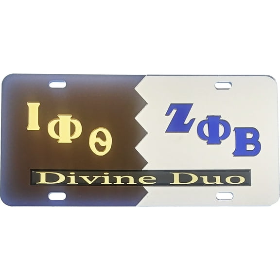 Iota Phi Theta   Zeta Phi Beta Split Divine Duo License Plate [Brown/Silver - Car/Truck]