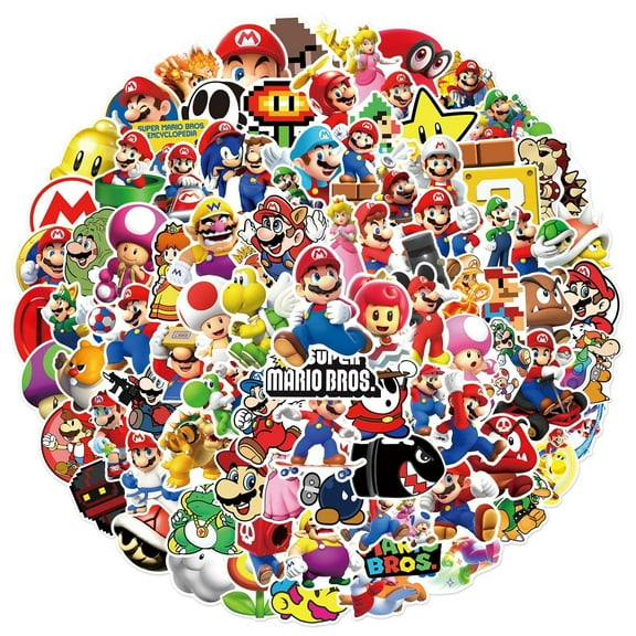 100 Pcs Mario Stickers Collector Set - Premium Vinyl Decals for Tumbler, Skateboard, Tech Devices | Anime Art Pack