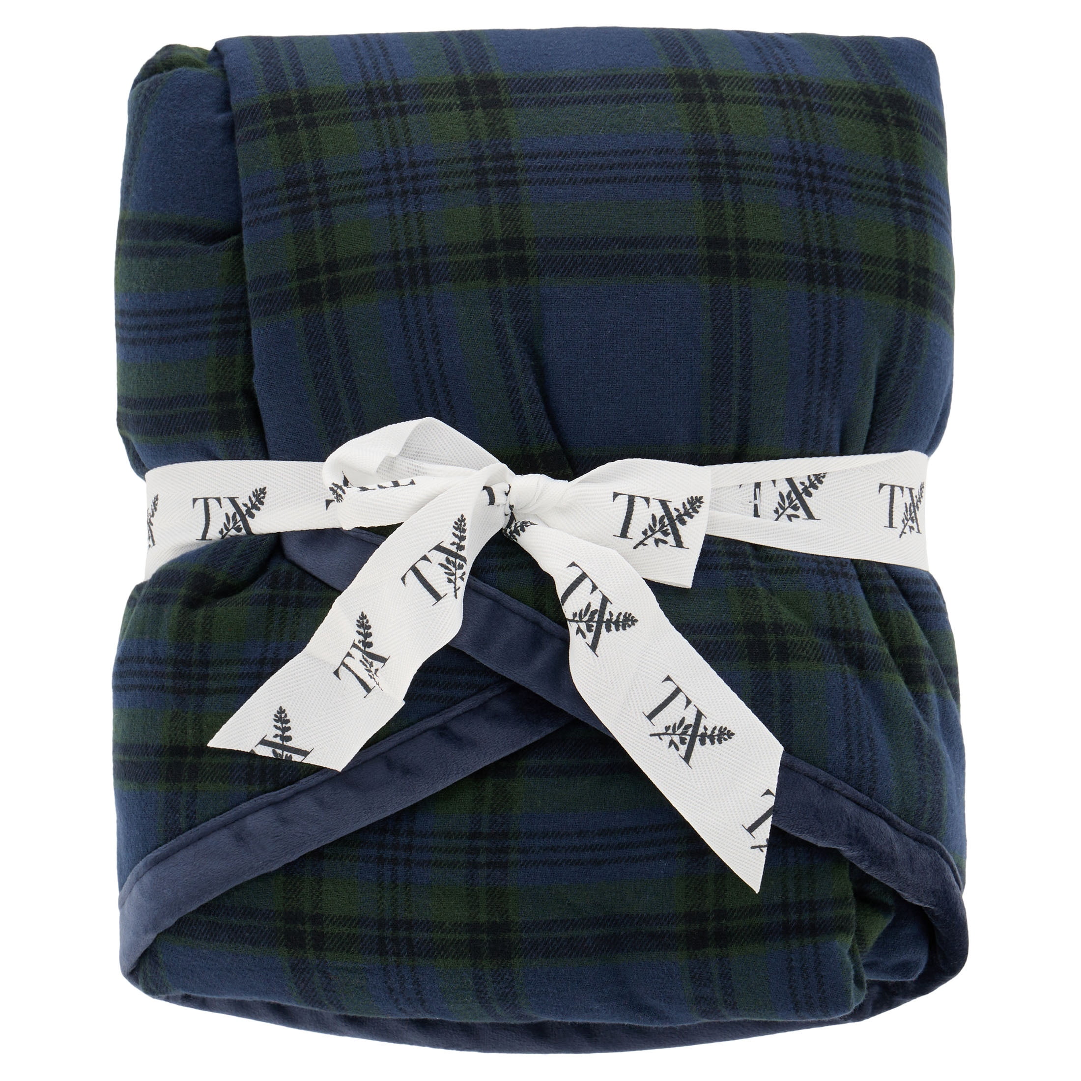 My Texas House Angie Plaid Christmas Tree Skirt, Blue, 52"