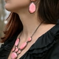 thumbnail image 2 of Pink Statement Necklace with Geometric Stone Design - Romantic Fashion Jewelry Necklace, 2 of 7