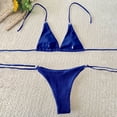 thumbnail image 5 of Womens Swimsuits Three-Point Solid Color Spaghetti Strap Split Bikinis Blue Womens Bathing Suits S, 5 of 5