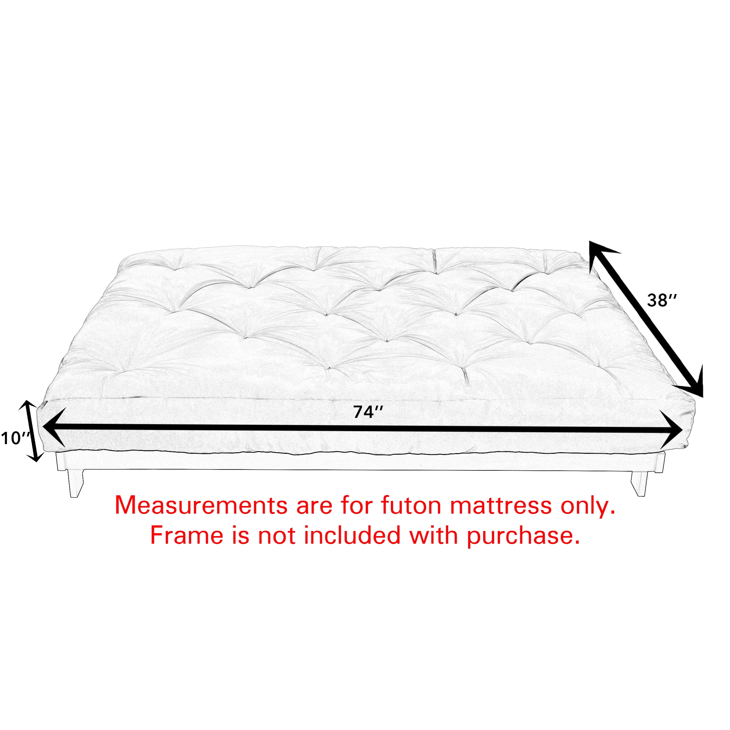 Sorra Home - 10 inch Reversible Tufted Futon Mattress, Twin Size
