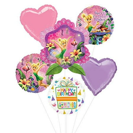 tinkerbell birthday party supplies and balloon bouquet decorations