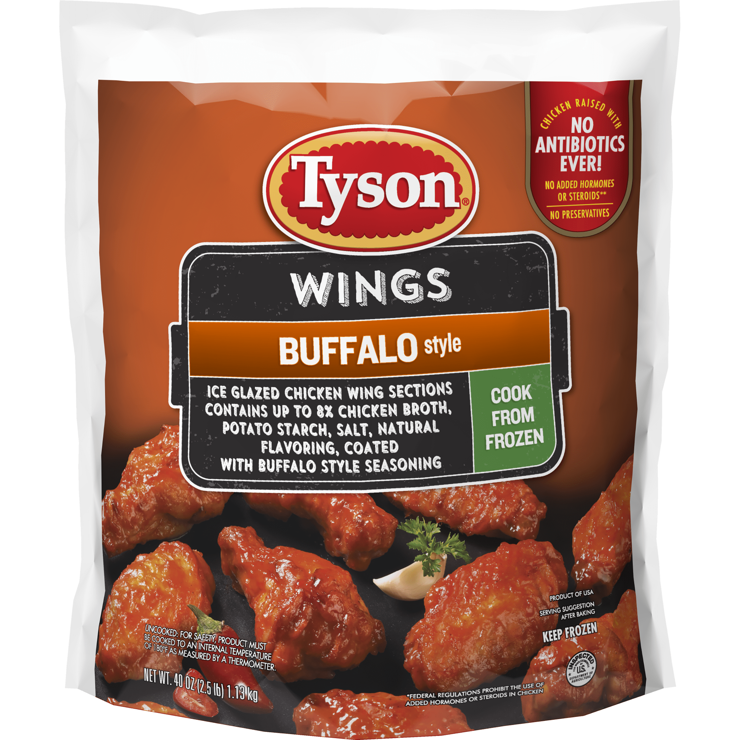 Tyson® Uncooked Buffalo Style Chicken Wings 2 5 lb (Frozen) Walmart com