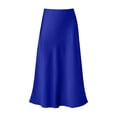 thumbnail image 3 of Skirts for Women Elegant High-Waisted Satin Pencil Skirt for Women with Elastic Waistline Classic Solid Tone Skirt for Formal and Casual Occasions Dark Blue L, 3 of 4