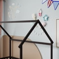 thumbnail image 6 of Miniyam Twin Size House Floor Bed for Kids, Wood Low Profile Bed Frame with Guardrails, Espresso, 6 of 7