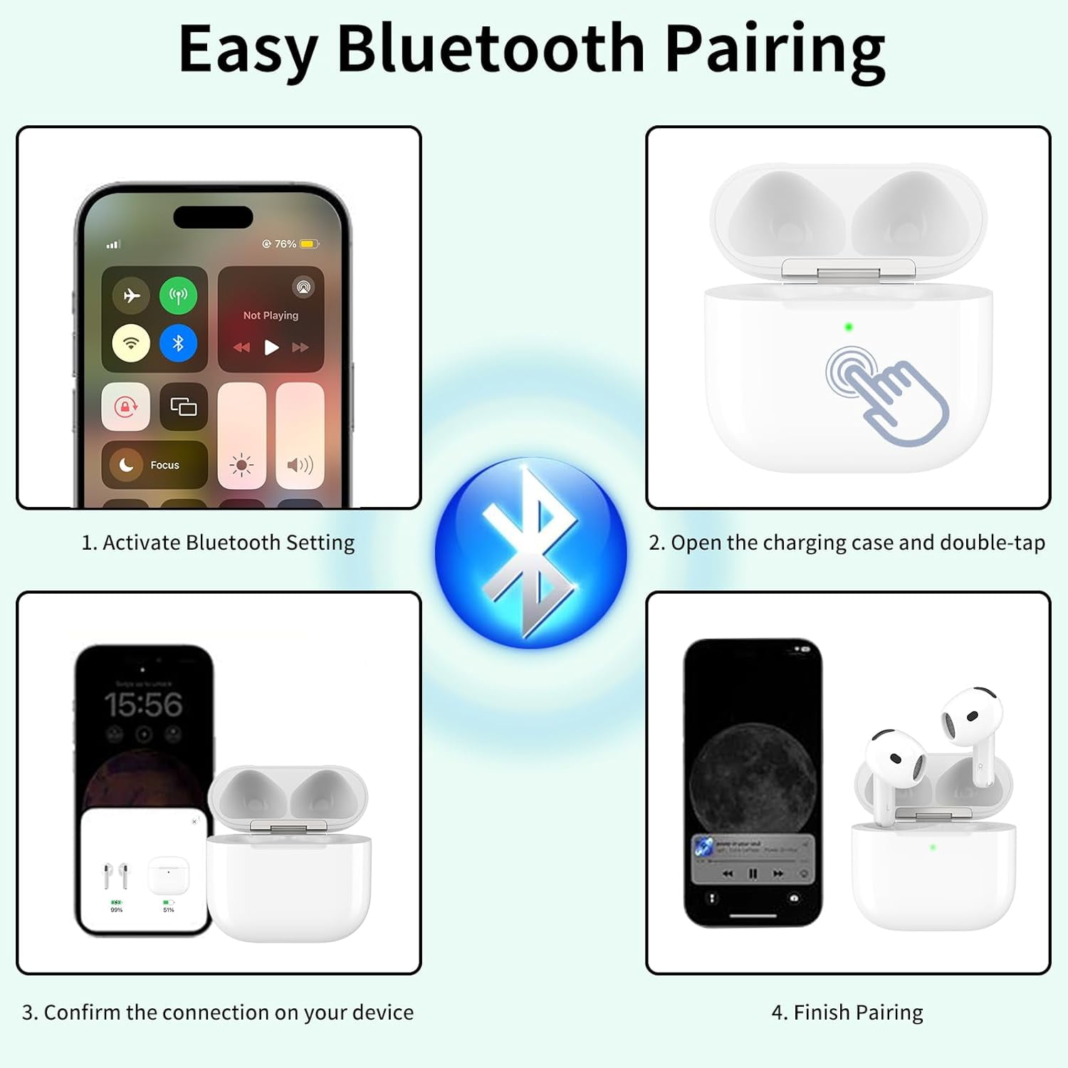 Wireless Charging Case Replacement for AirPods 4th Gen (USB-C Port Only, Earbuds Not Included) - Compatible with Apple AirPods 4