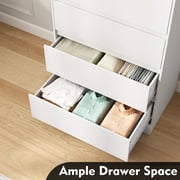 5 Drawer Dresser for Bedroom, White Tall Chest of Drawers Wood Storage Cabinet for Living Room, Hallway, Entryway, Guest Room