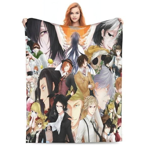Bungo Stray Dogs Bed Blanket 3D Printed Throw Blanket Lightweight Super Soft Air Conditioning Room All Season Blanket Sofa Couch Bed Fans Cartoon Blanket 40"x30"