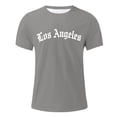 thumbnail image 4 of NinXxx Men's Crew Neck City Letter Print Breathable Modern Casual Tee Grey L Grey L, 4 of 4
